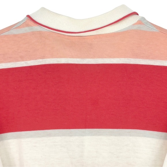 Vintage Pierre Cardin Salmon Striped Polo‎ Shirt Menswear Retro Casual Top Large - Picture 6 of 7